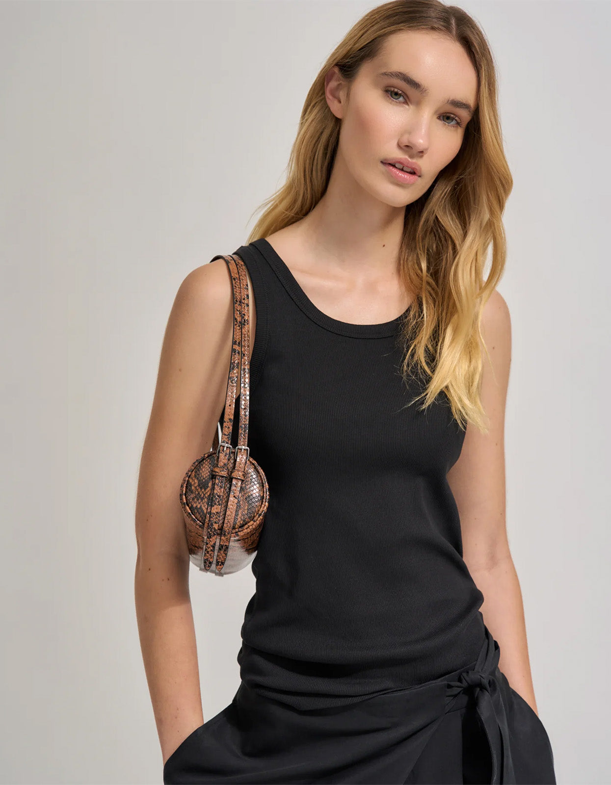 Brooke Mini Barrel Bag - Brunette Python