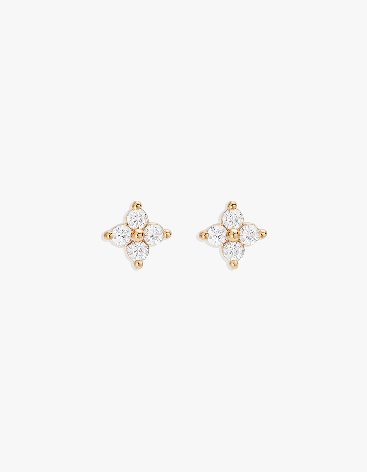 Crystal Bloom Stud Earrings - 18K Gold Vermeil