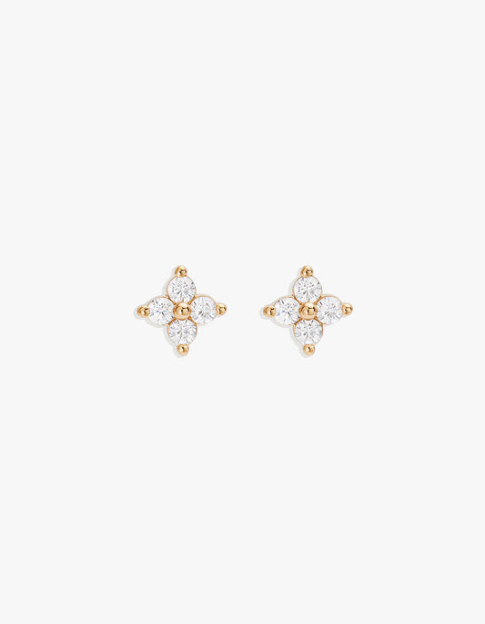 Crystal Bloom Stud Earrings - 18K Gold Vermeil