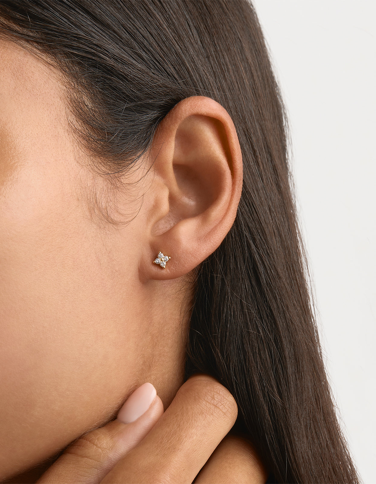 Crystal Bloom Stud Earrings - 18K Gold Vermeil