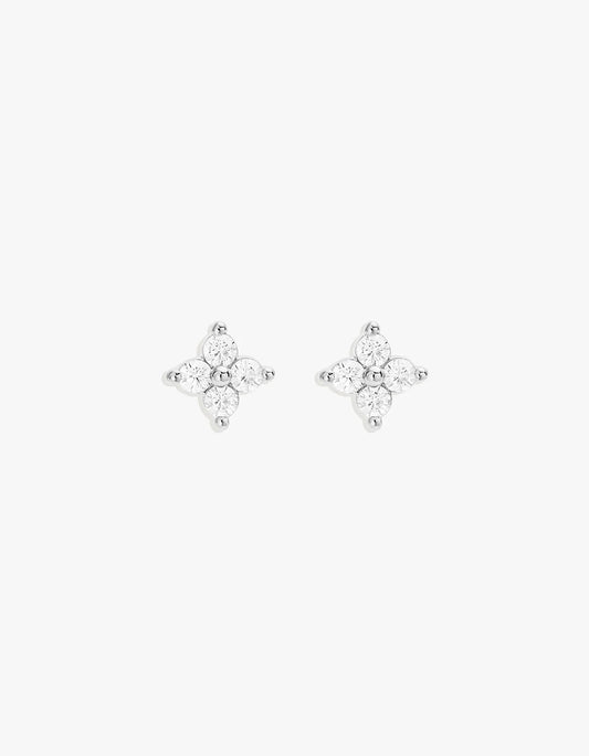 Crystal Bloom Stud Earrings - Sterling Silver