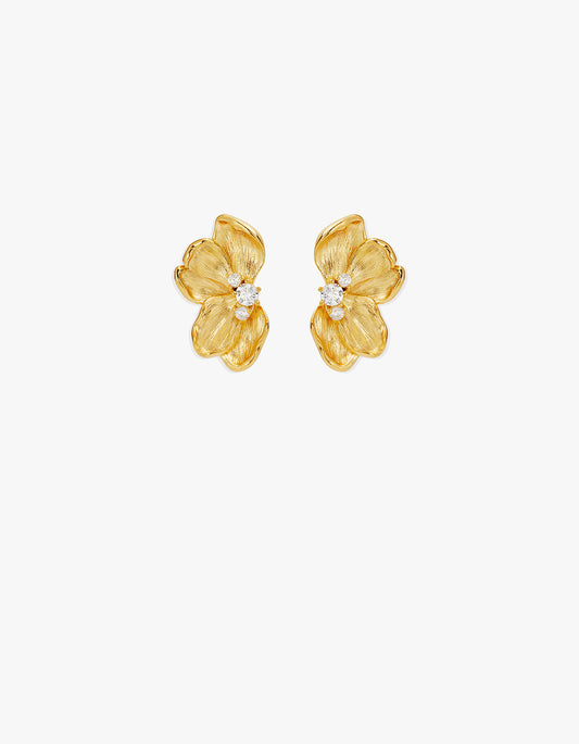 Serene Lotus Statement Earrings - 18K Gold Vermeil