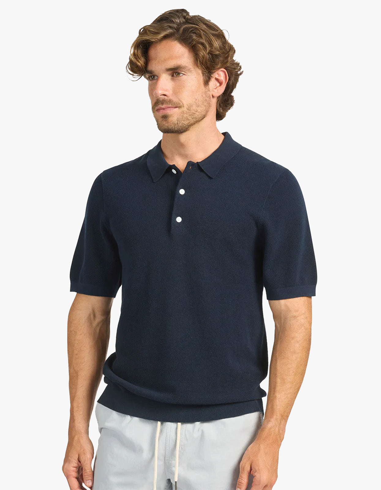 Riley Knit Polo - Navy