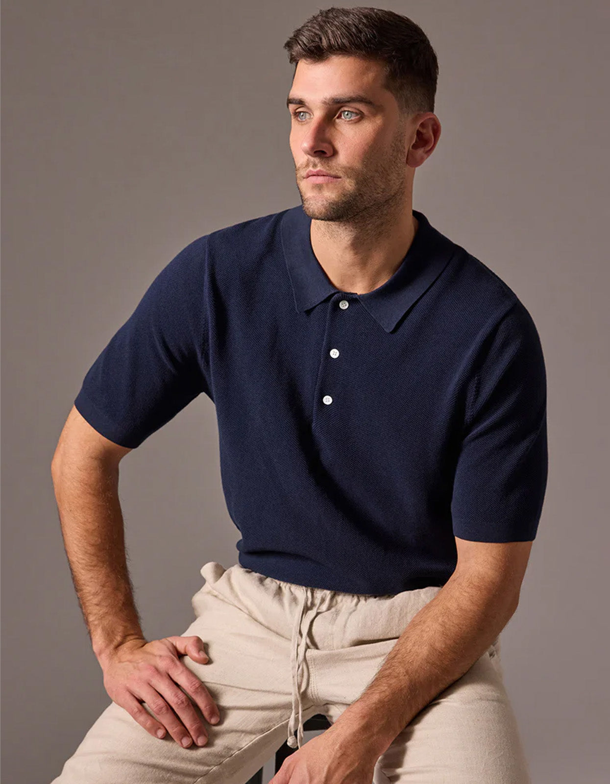 Riley Knit Polo - Navy