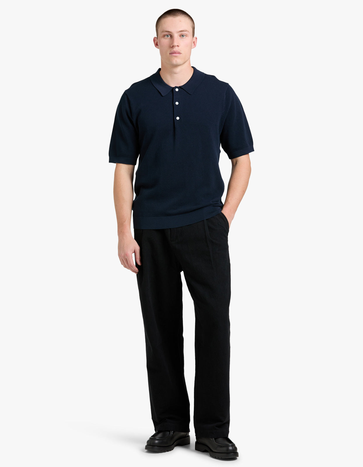 Riley Knit Polo - Navy