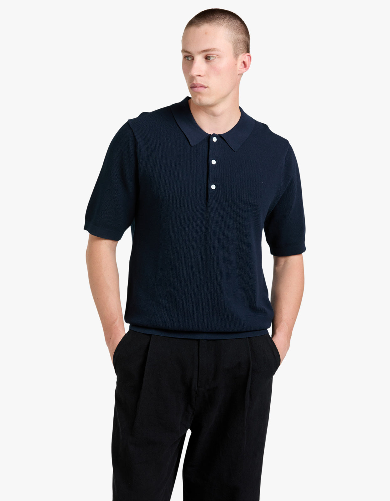 Riley Knit Polo - Navy