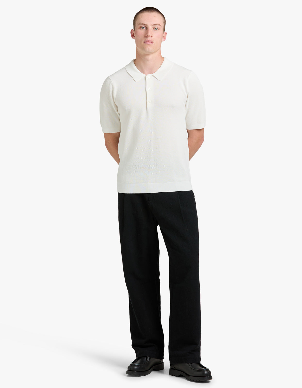 Riley Knit Polo - Off White