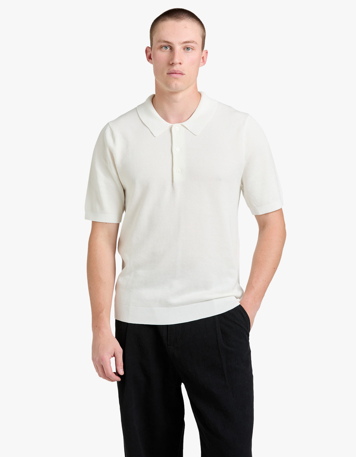 Riley Knit Polo - Off White