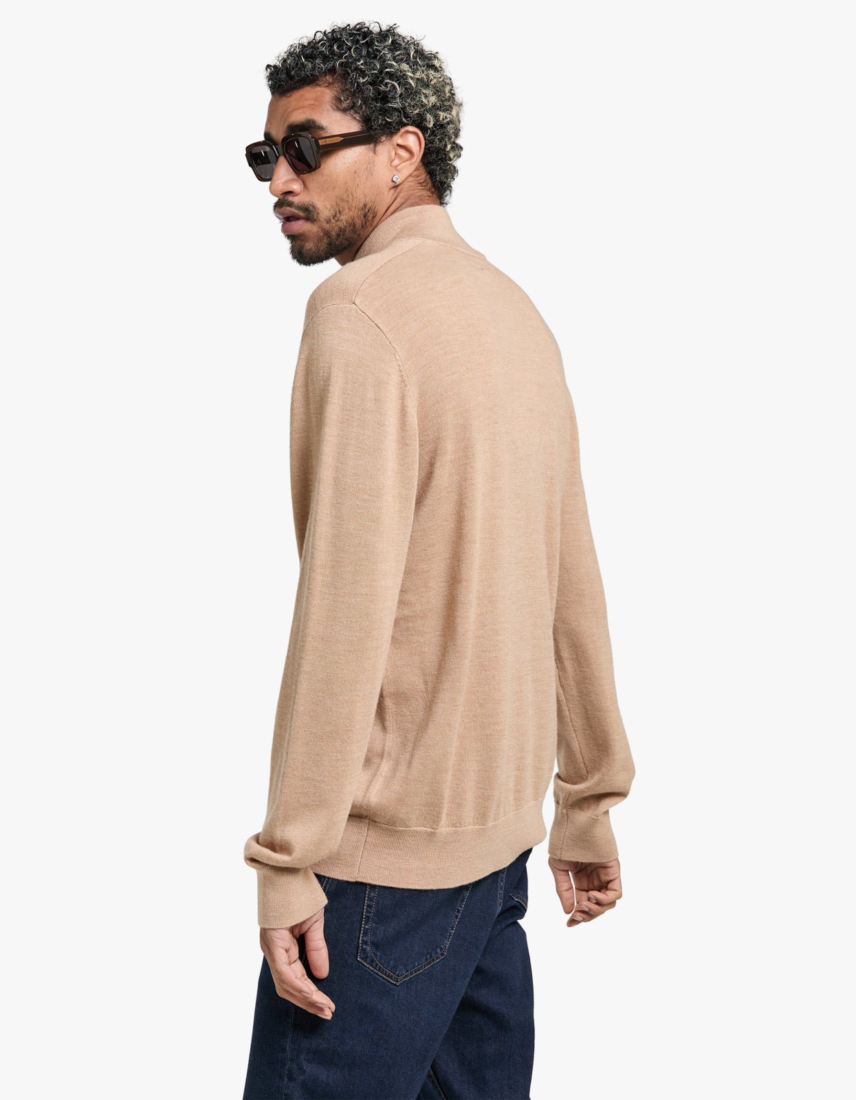 Academy Merino 1/4 Zip Sweat - Jersey Caramel