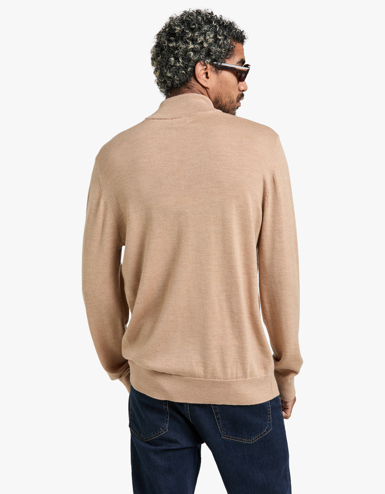 Academy Merino 1/4 Zip Sweat - Jersey Caramel