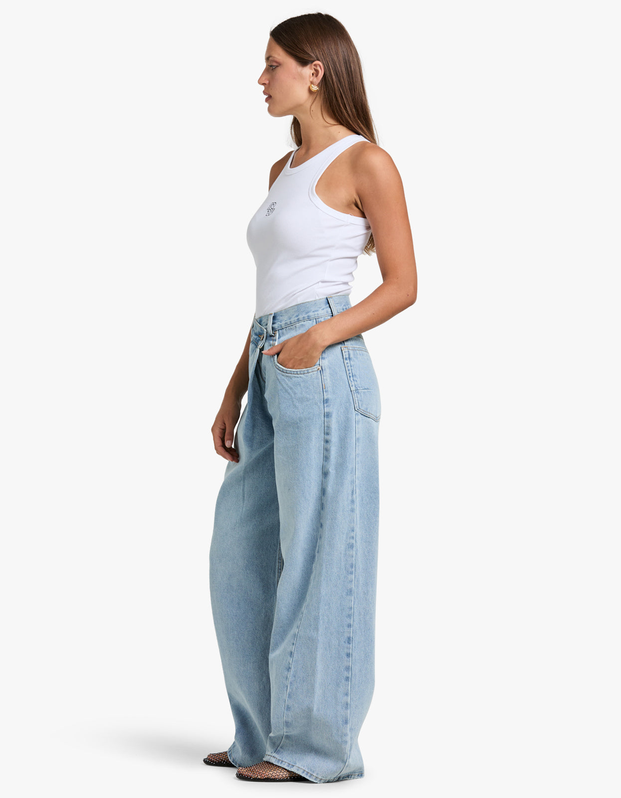 Palace Folded Waist Jean - Sunday Blue