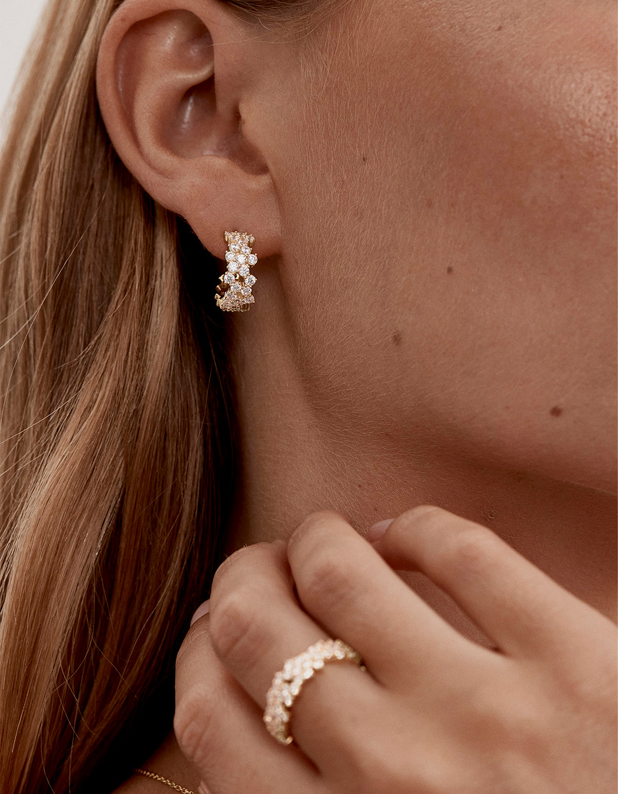 Crystal Dust Hoops - 18K Gold Vermeil