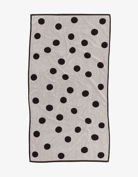 Bath Towel - Cream And Black Polka Dot