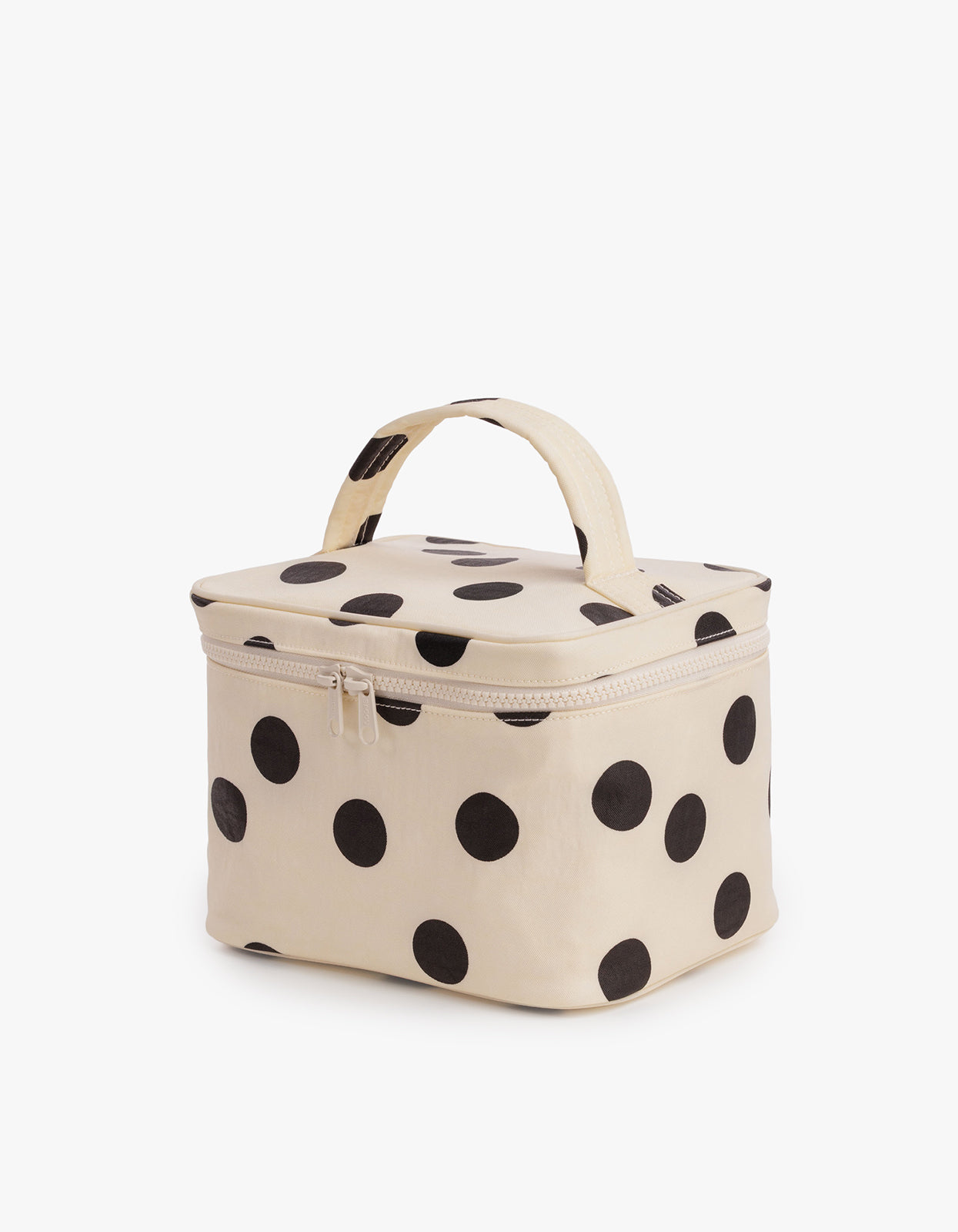 Large Cosmetic Case - Cream And Black Polka Dot