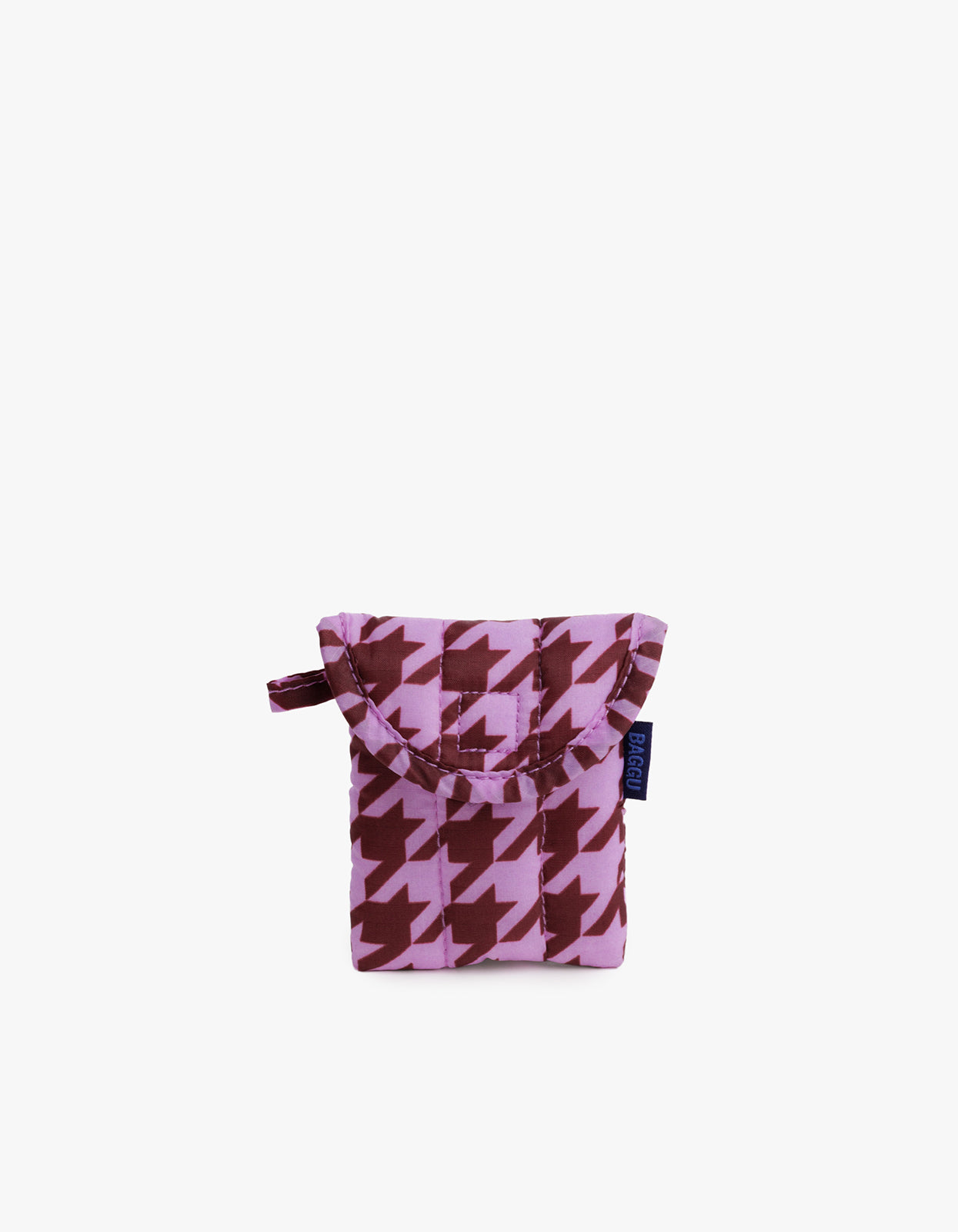 Puffy Earbuds Case - Pink Houndstooth