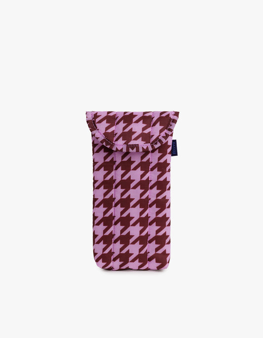 Puffy Glasses Sleeve - Pink Houndstooth