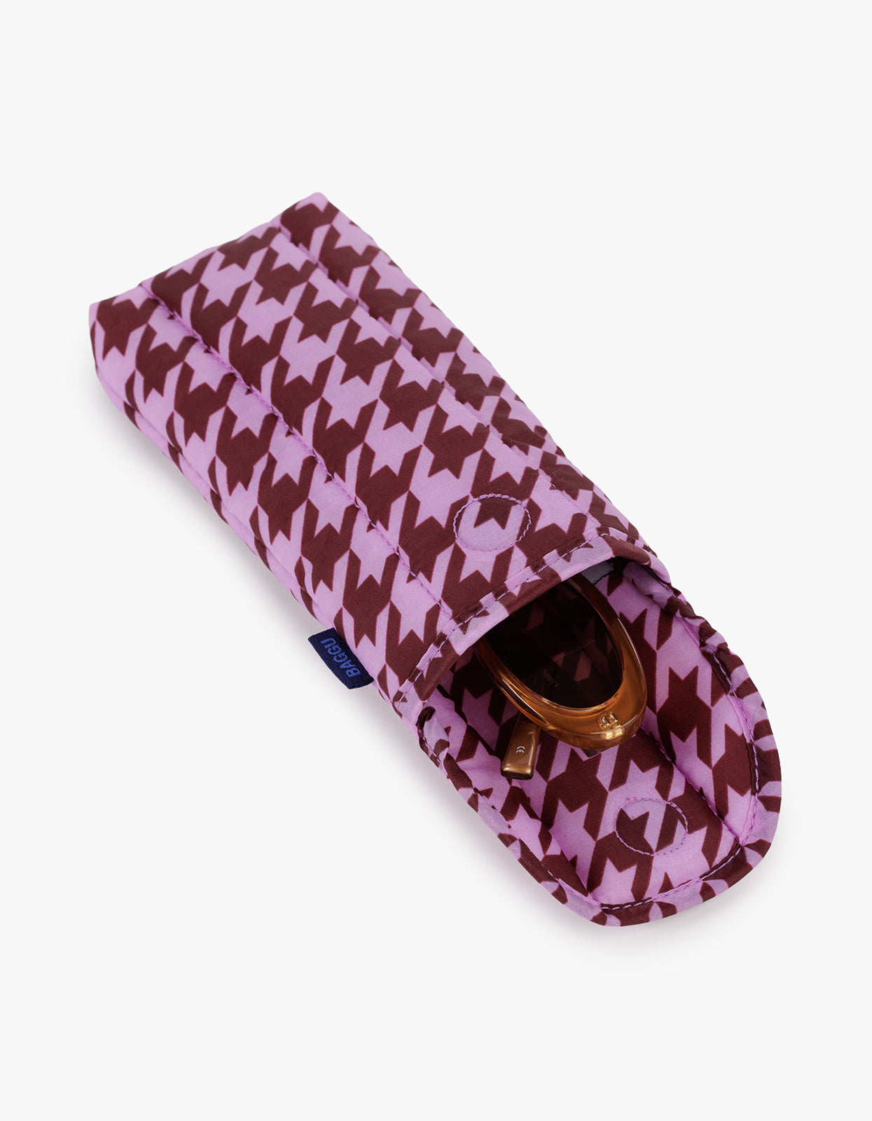 Puffy Glasses Sleeve - Pink Houndstooth
