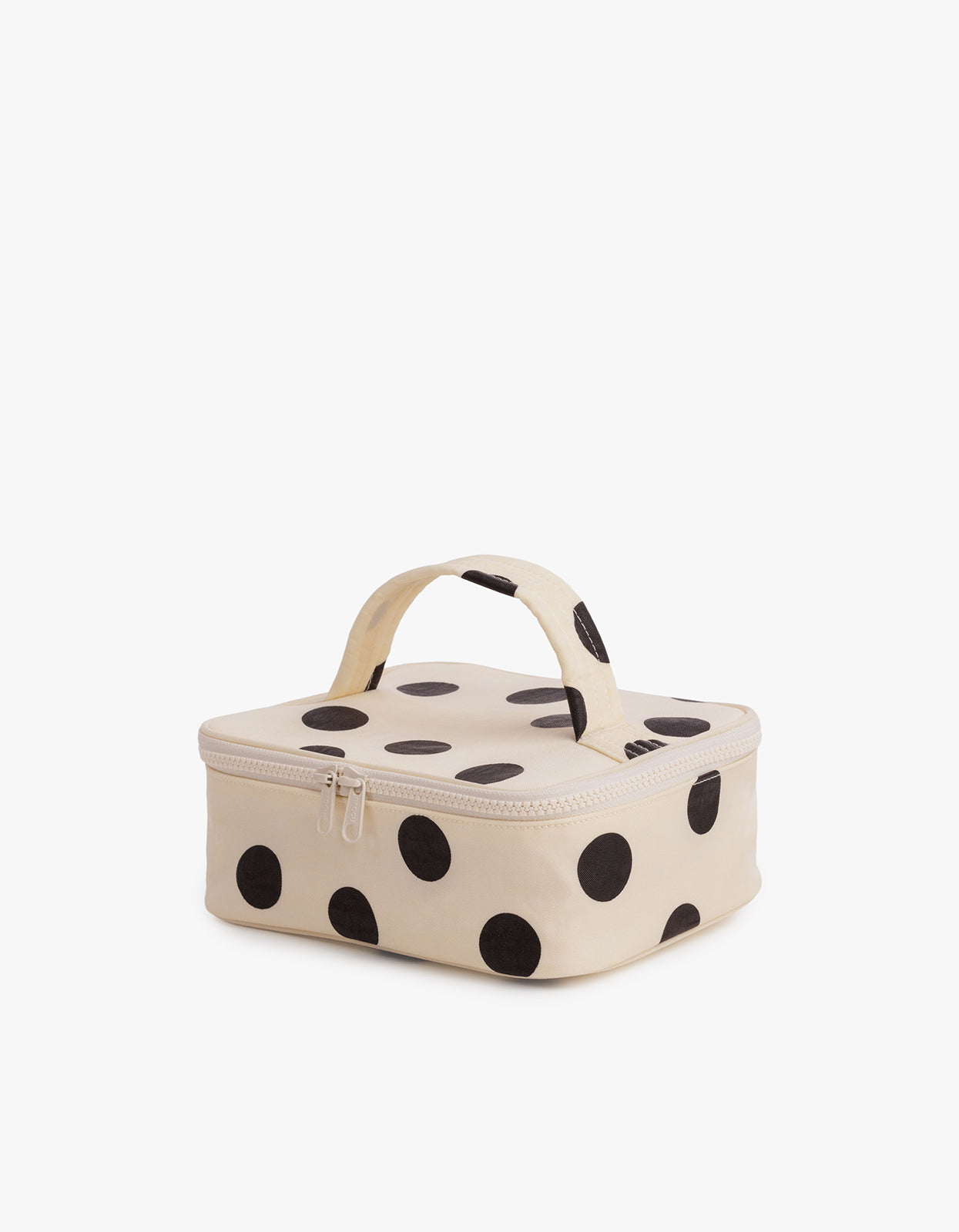 Small Cosmetic Case - Cream And Black Polka Dot