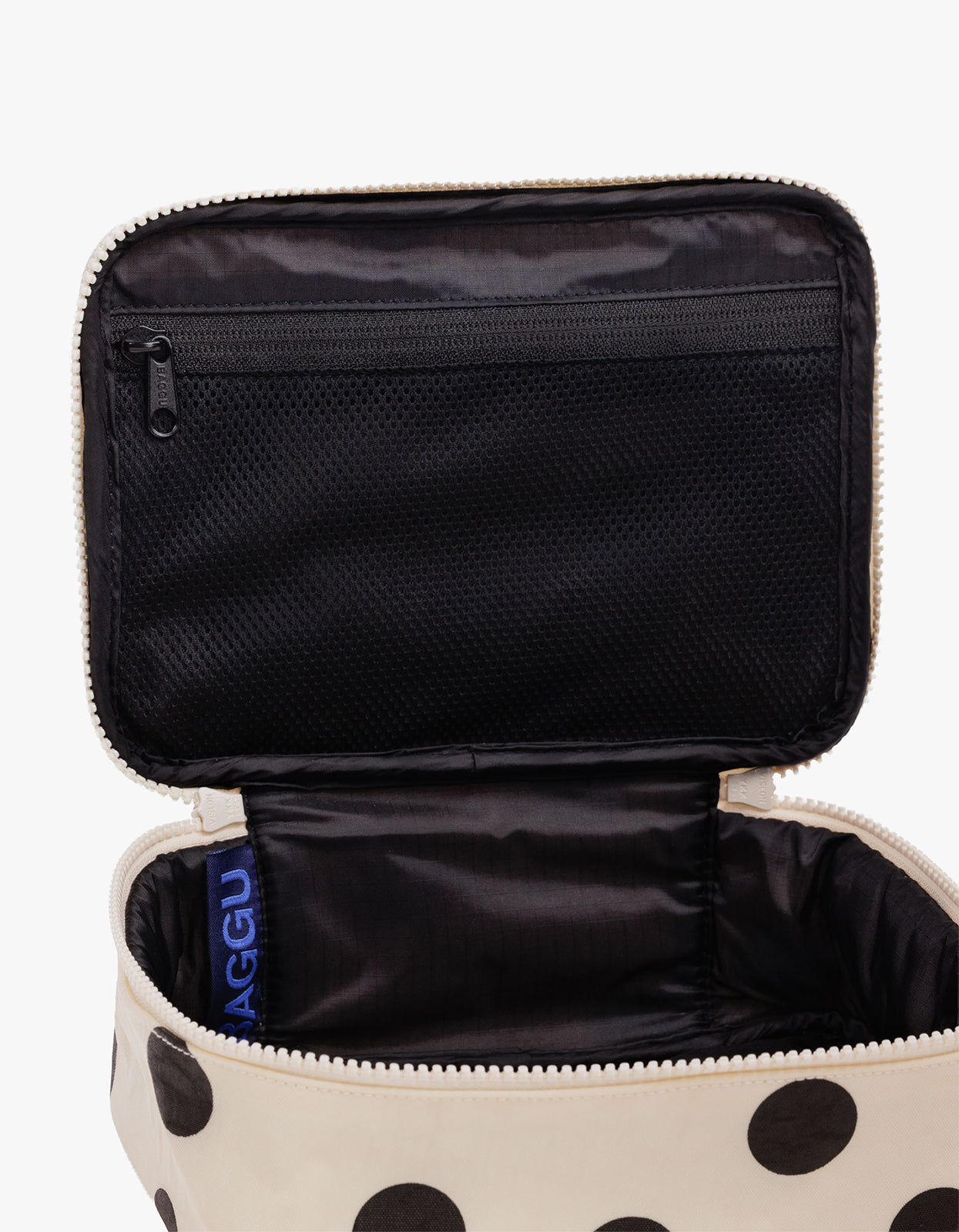 Small Cosmetic Case - Cream And Black Polka Dot