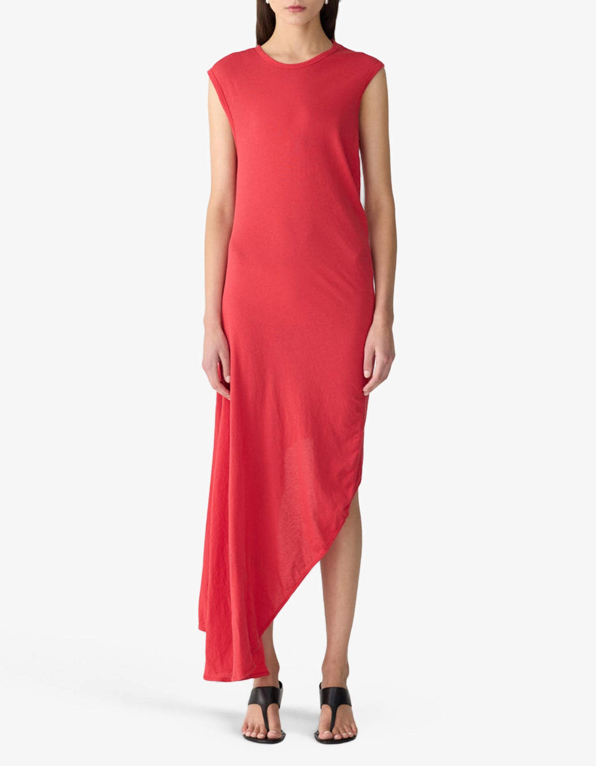 Asymmetric Tank Dress - Bright Red