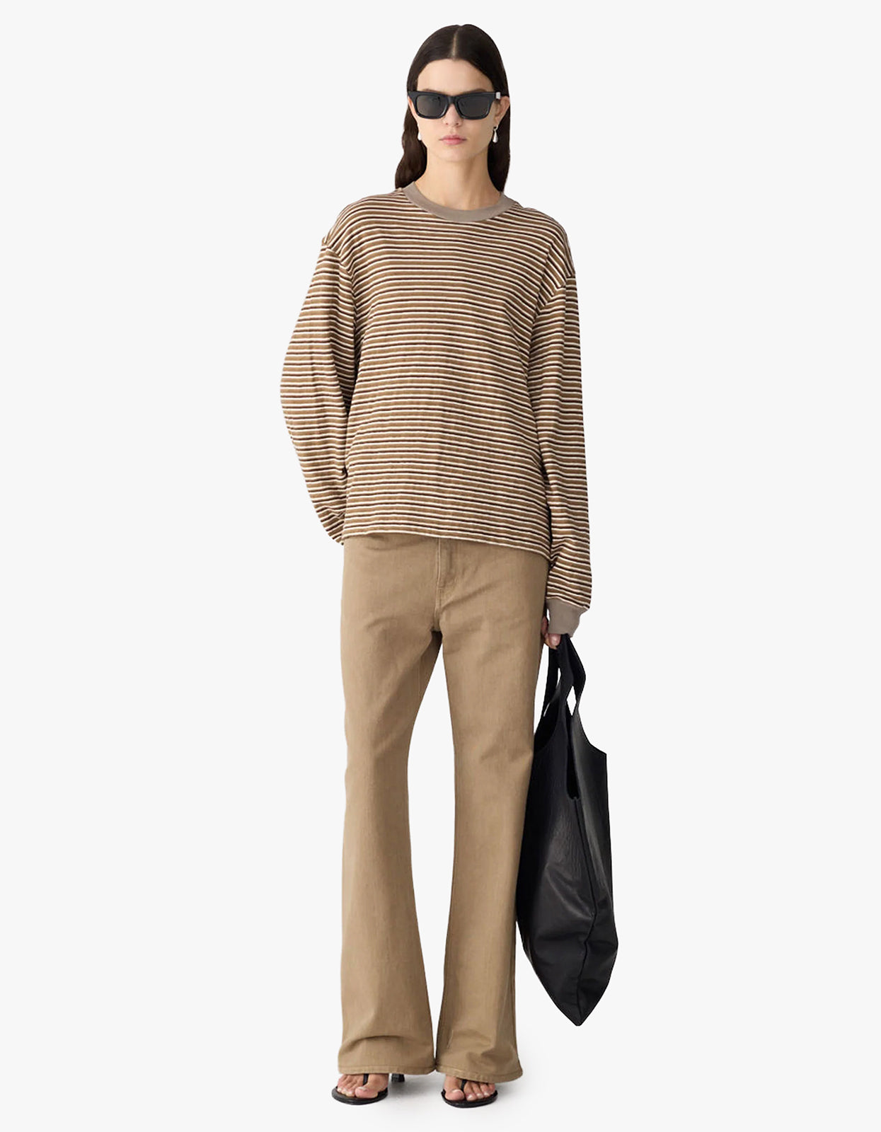 Slouch L/S Sweat - Brown Stripe/Taupe