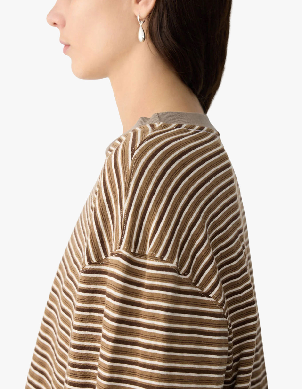 Slouch L/S Sweat - Brown Stripe/Taupe