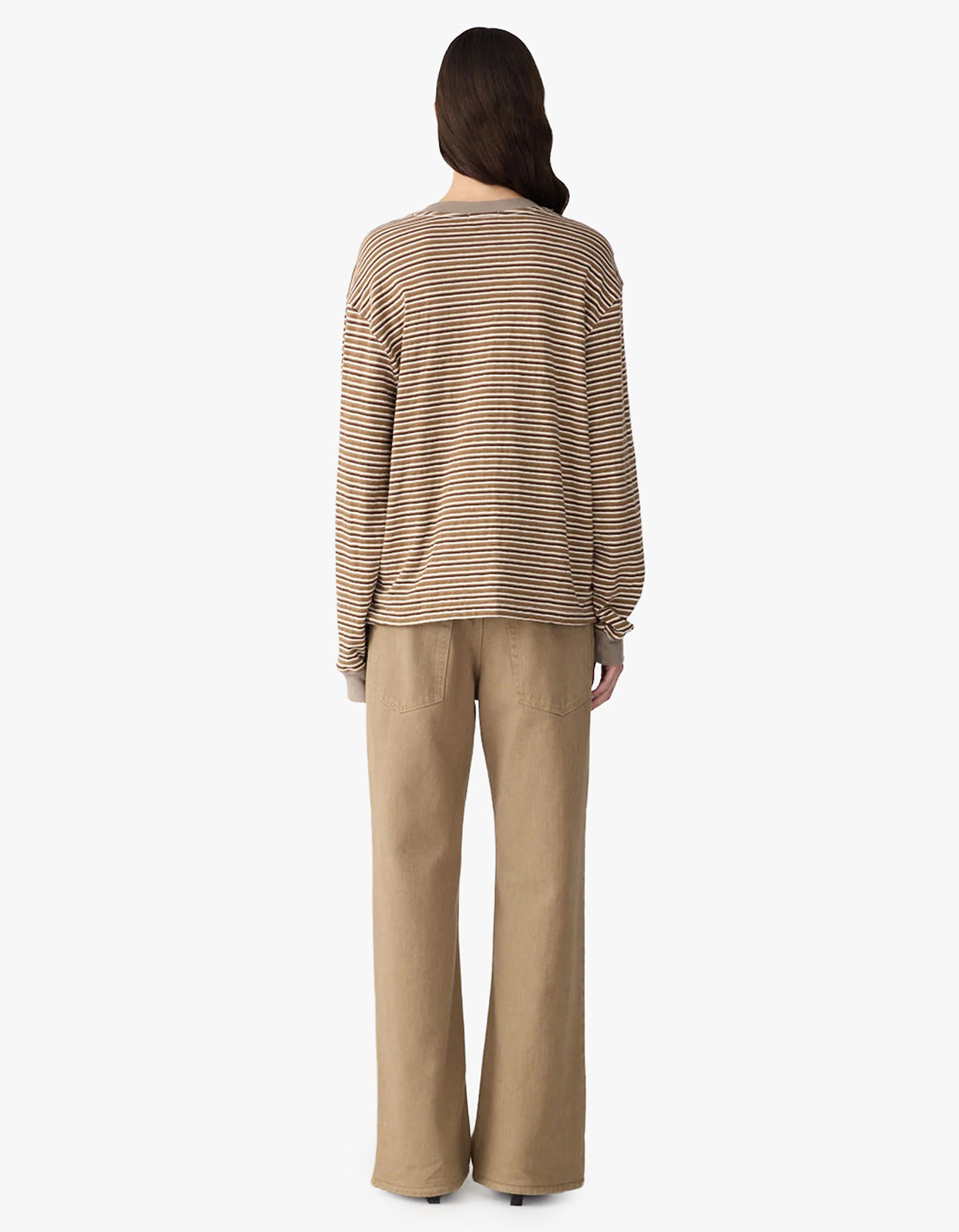 Slouch L/S Sweat - Brown Stripe/Taupe
