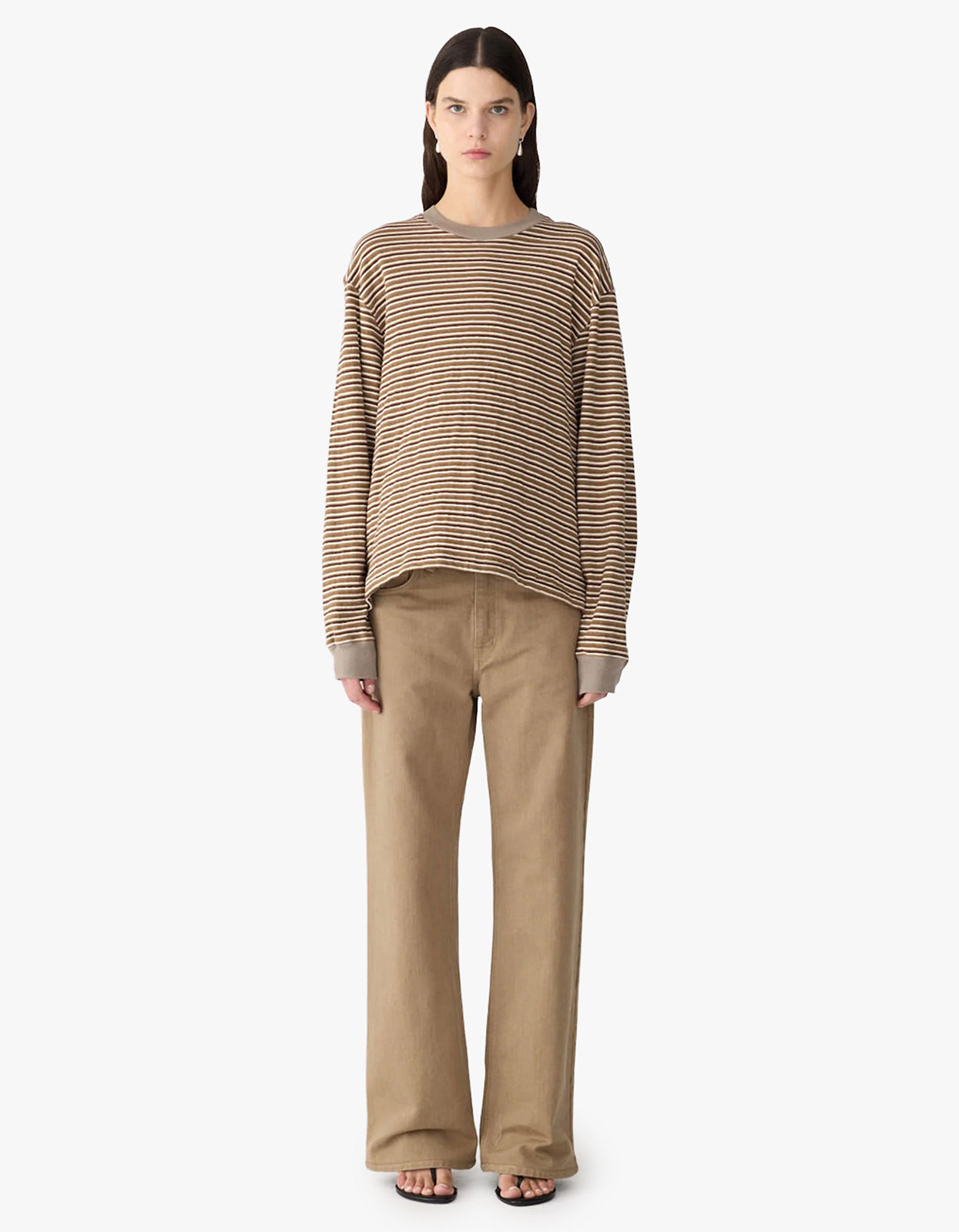 Slouch L/S Sweat - Brown Stripe/Taupe