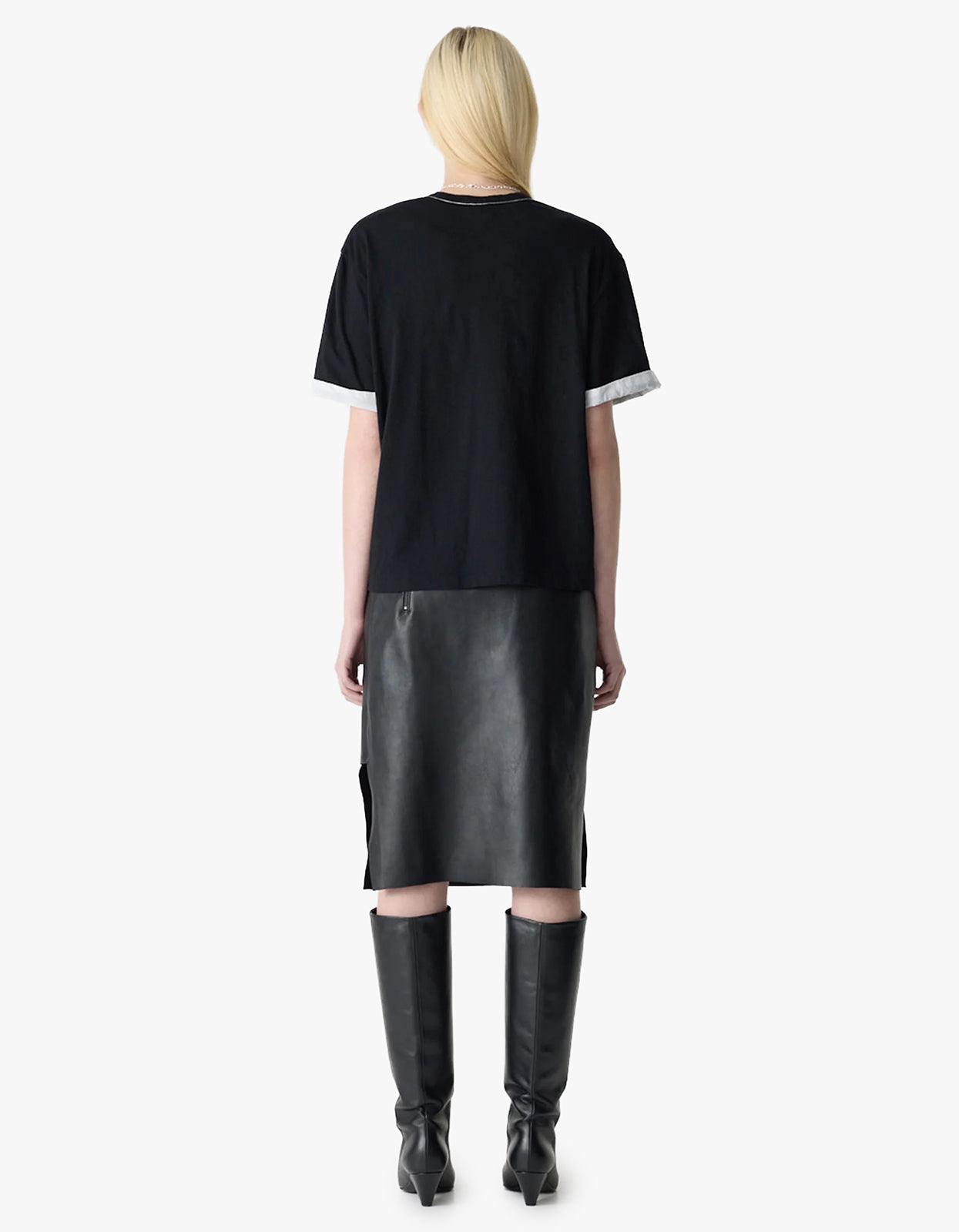 Slouch Turnback T-Shirt - Black/White