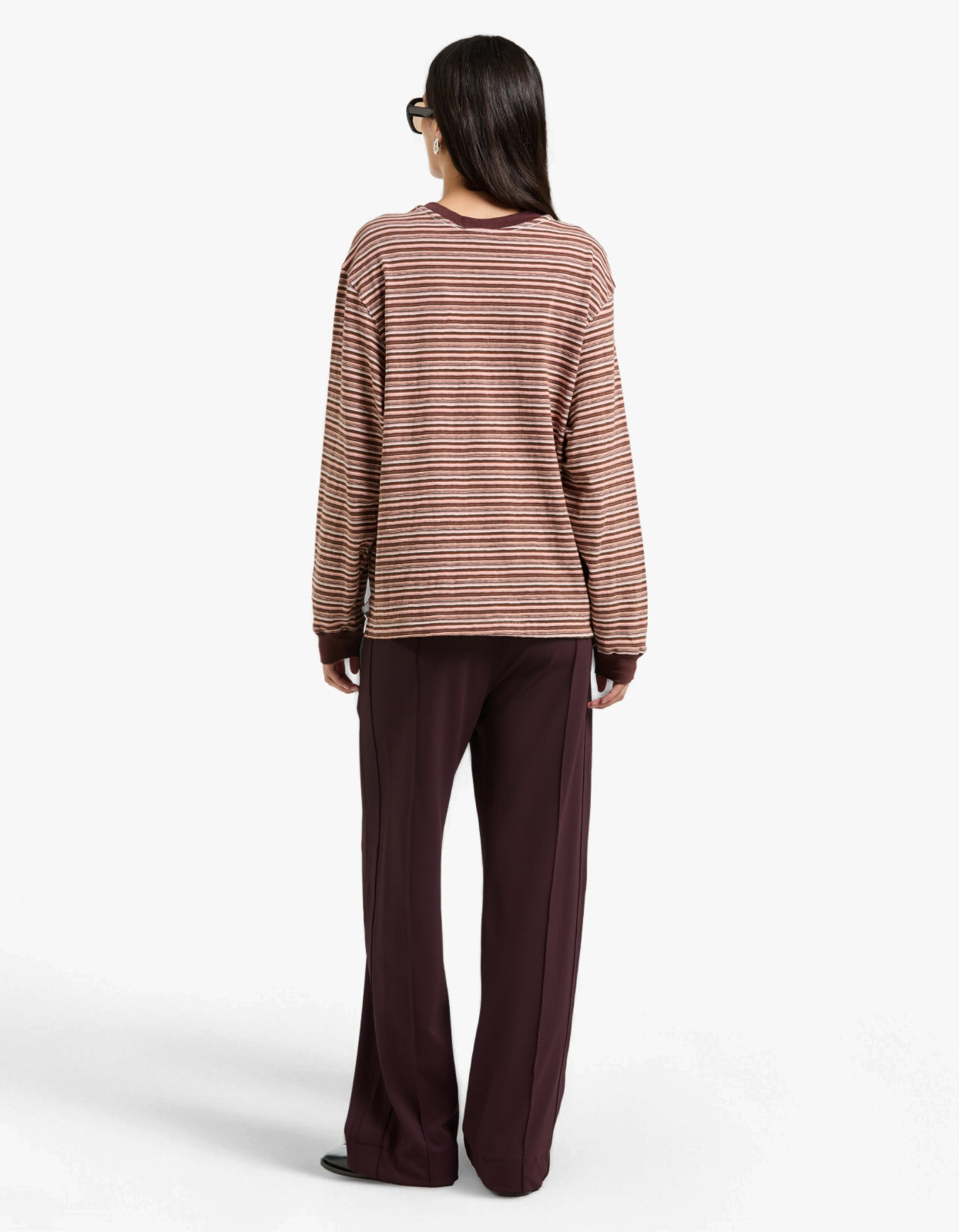 Stripe Slouch L/S T-Shirt - Pink/Orange/Plum