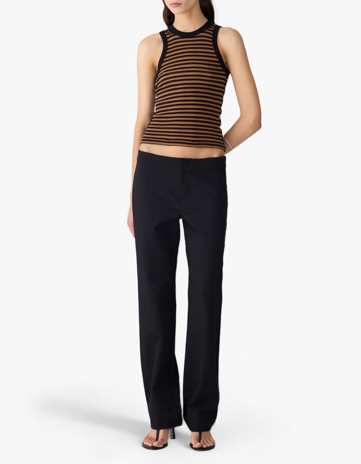 Twill Bandless Cropped Pant - Black