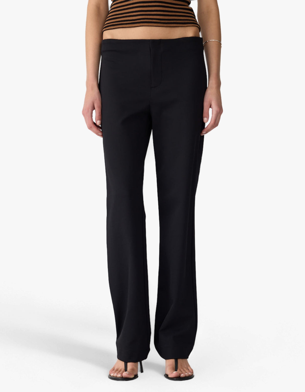 Twill Bandless Cropped Pant - Black