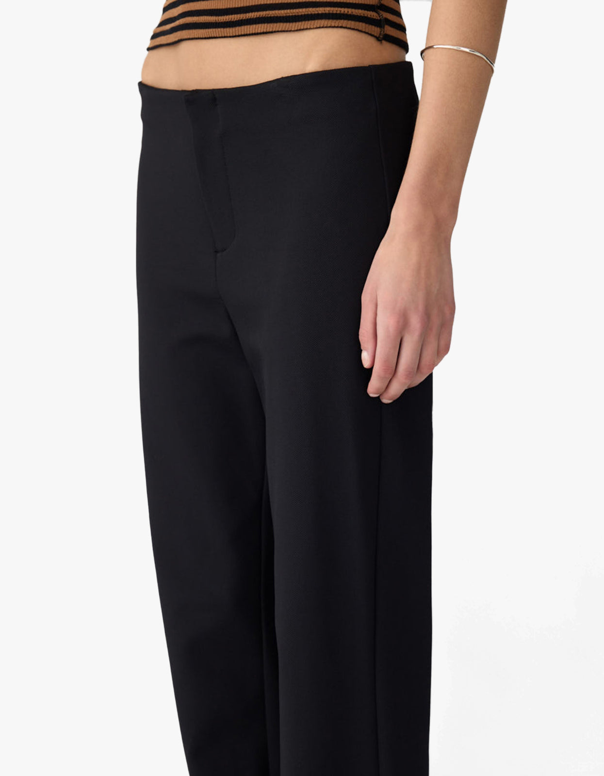 Twill Bandless Cropped Pant - Black