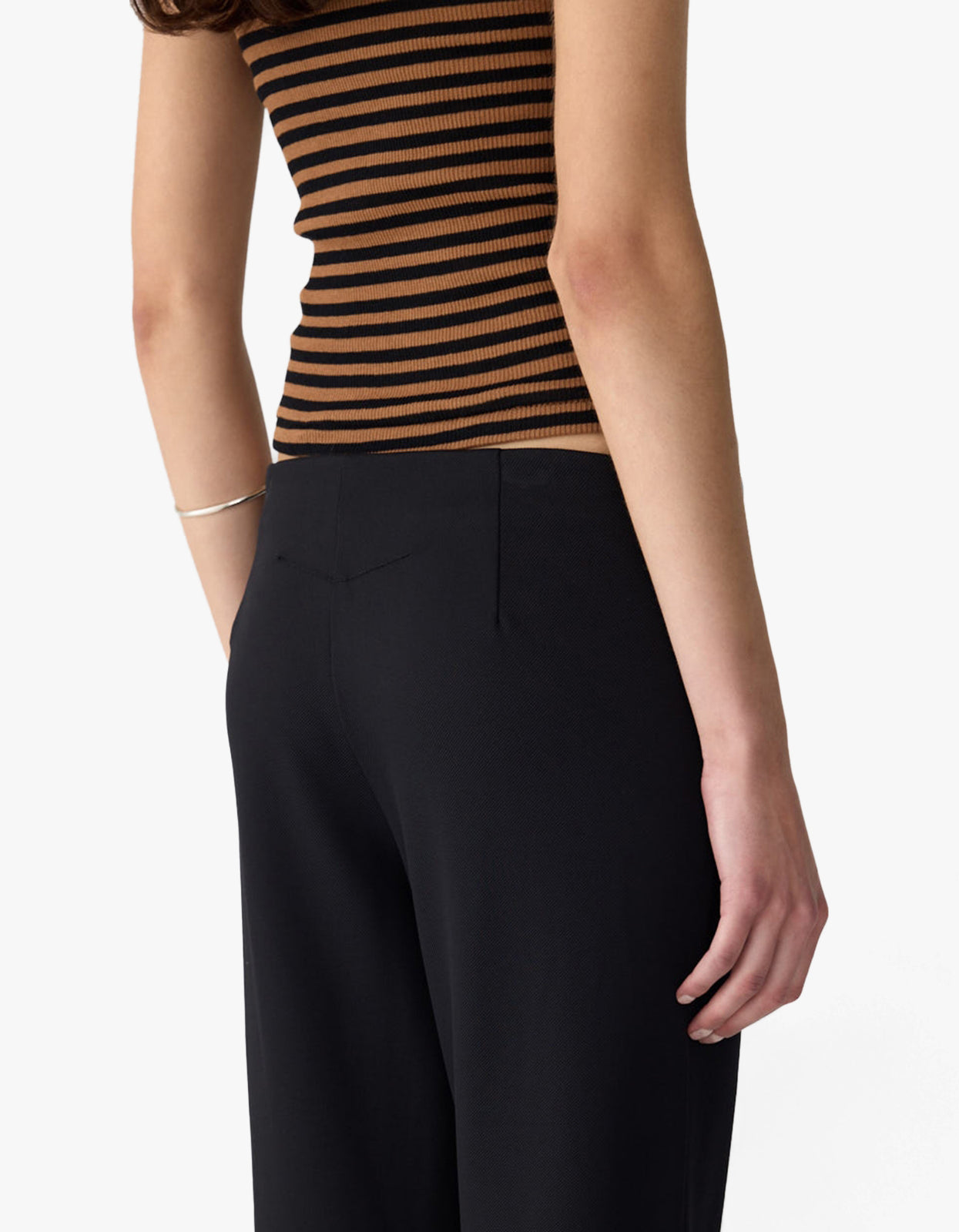 Twill Bandless Cropped Pant - Black