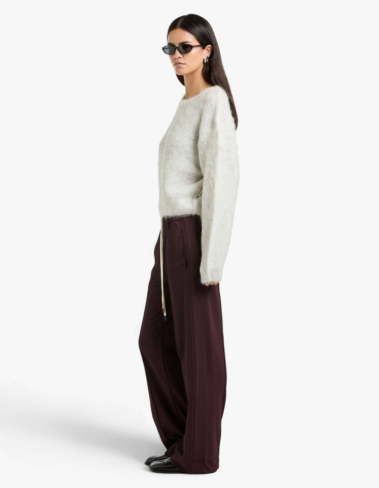 Twill Pinstitch Detail Pant - Dark Plum