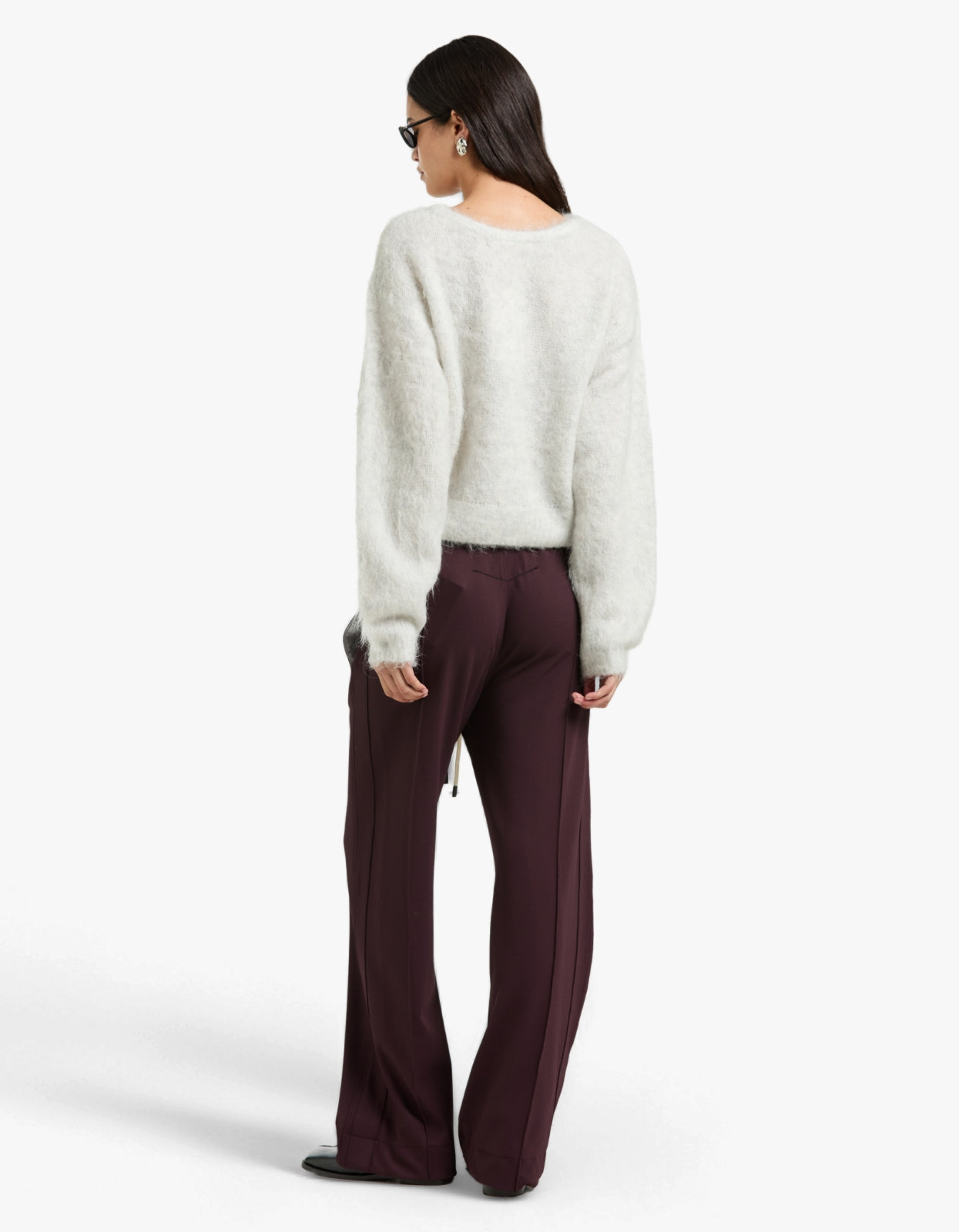 Twill Pinstitch Detail Pant - Dark Plum