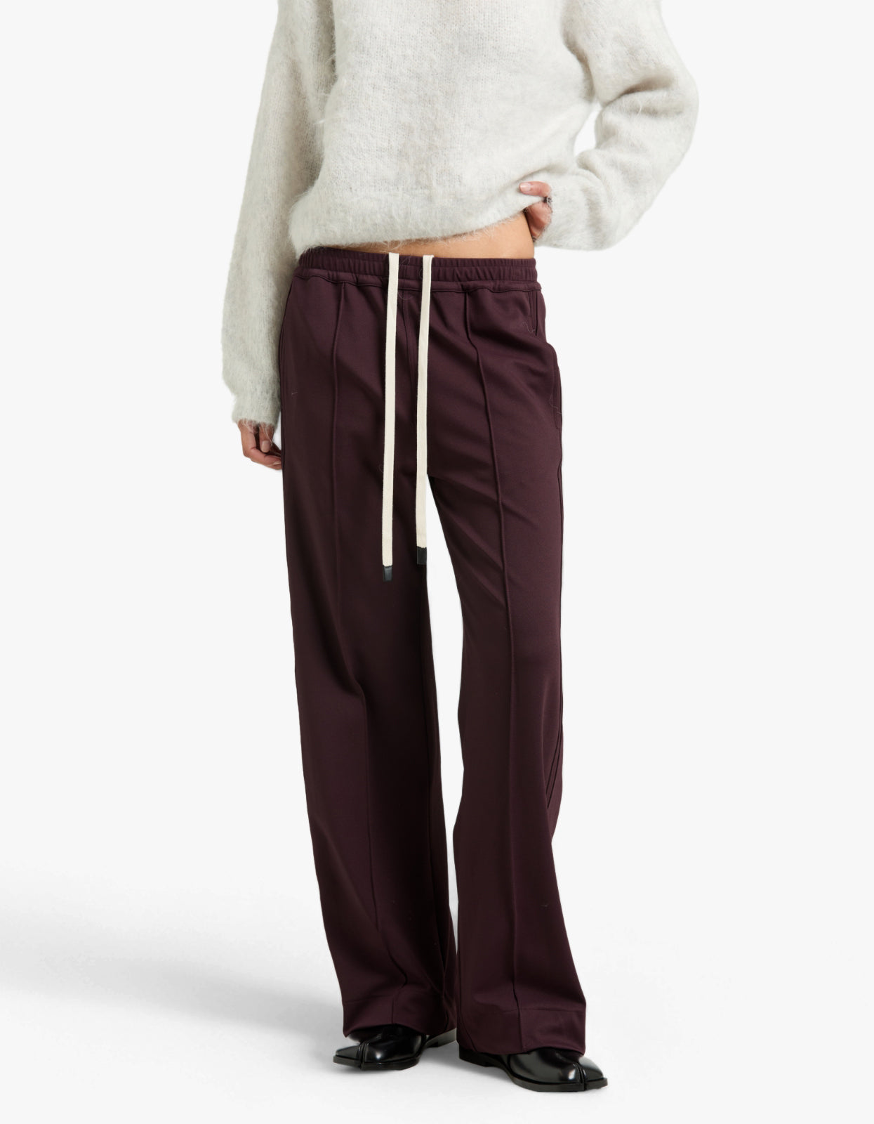 Twill Pinstitch Detail Pant - Dark Plum