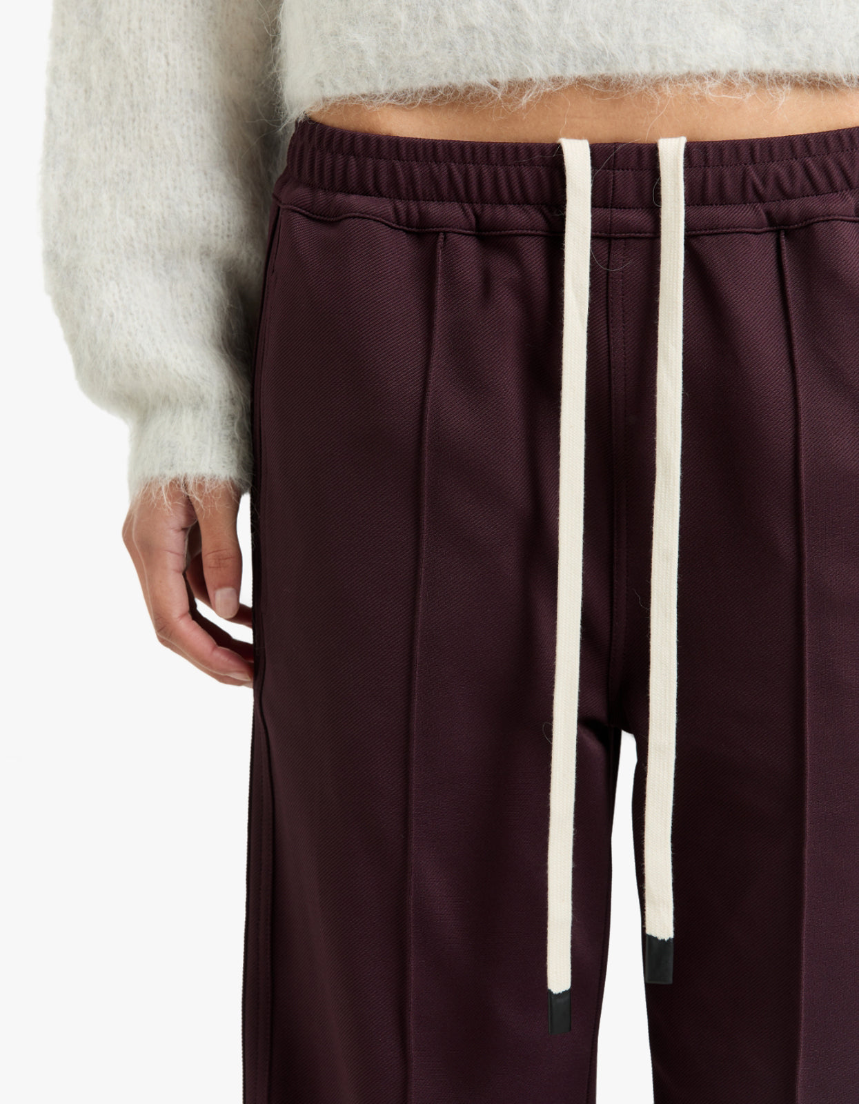 Twill Pinstitch Detail Pant - Dark Plum