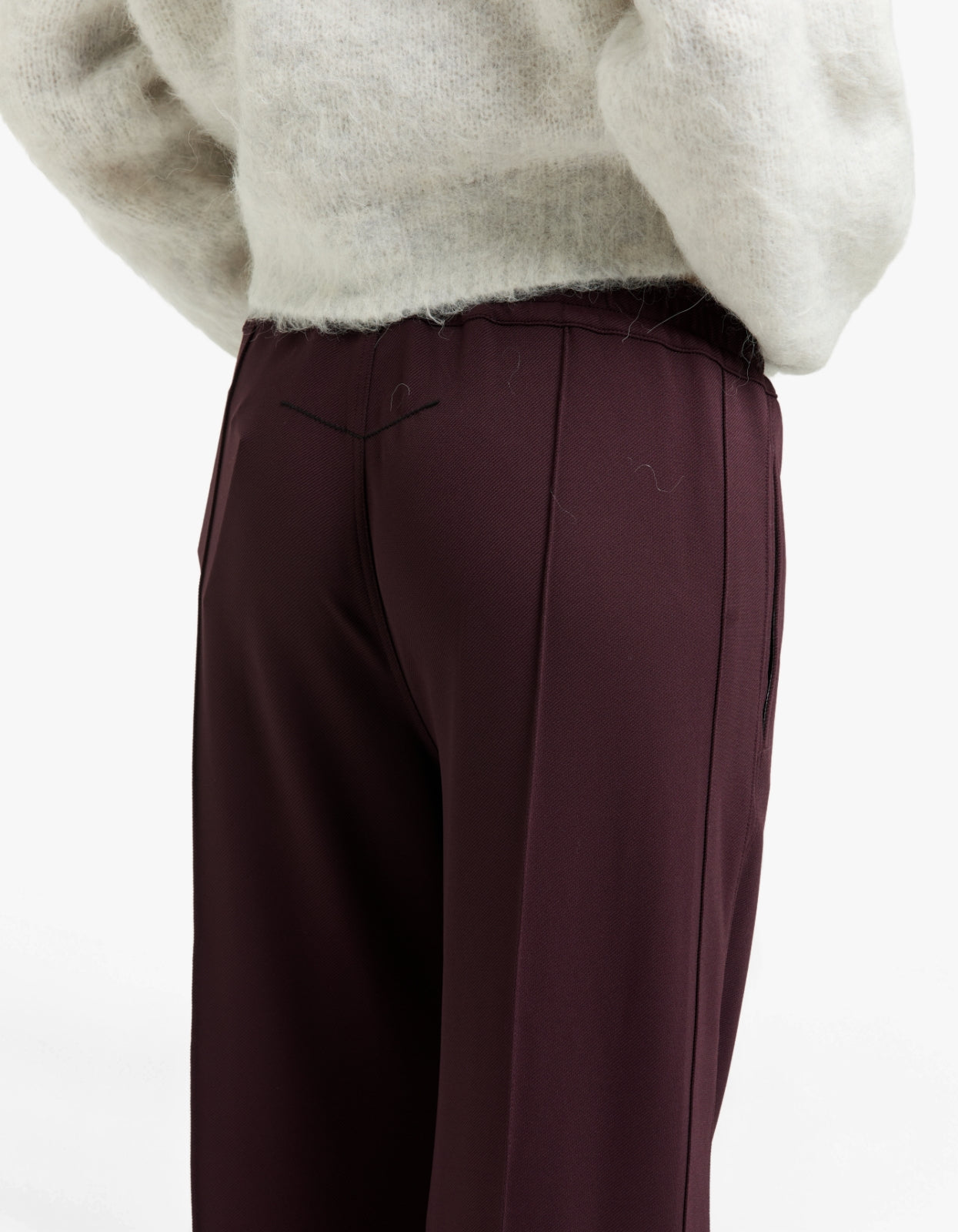 Twill Pinstitch Detail Pant - Dark Plum