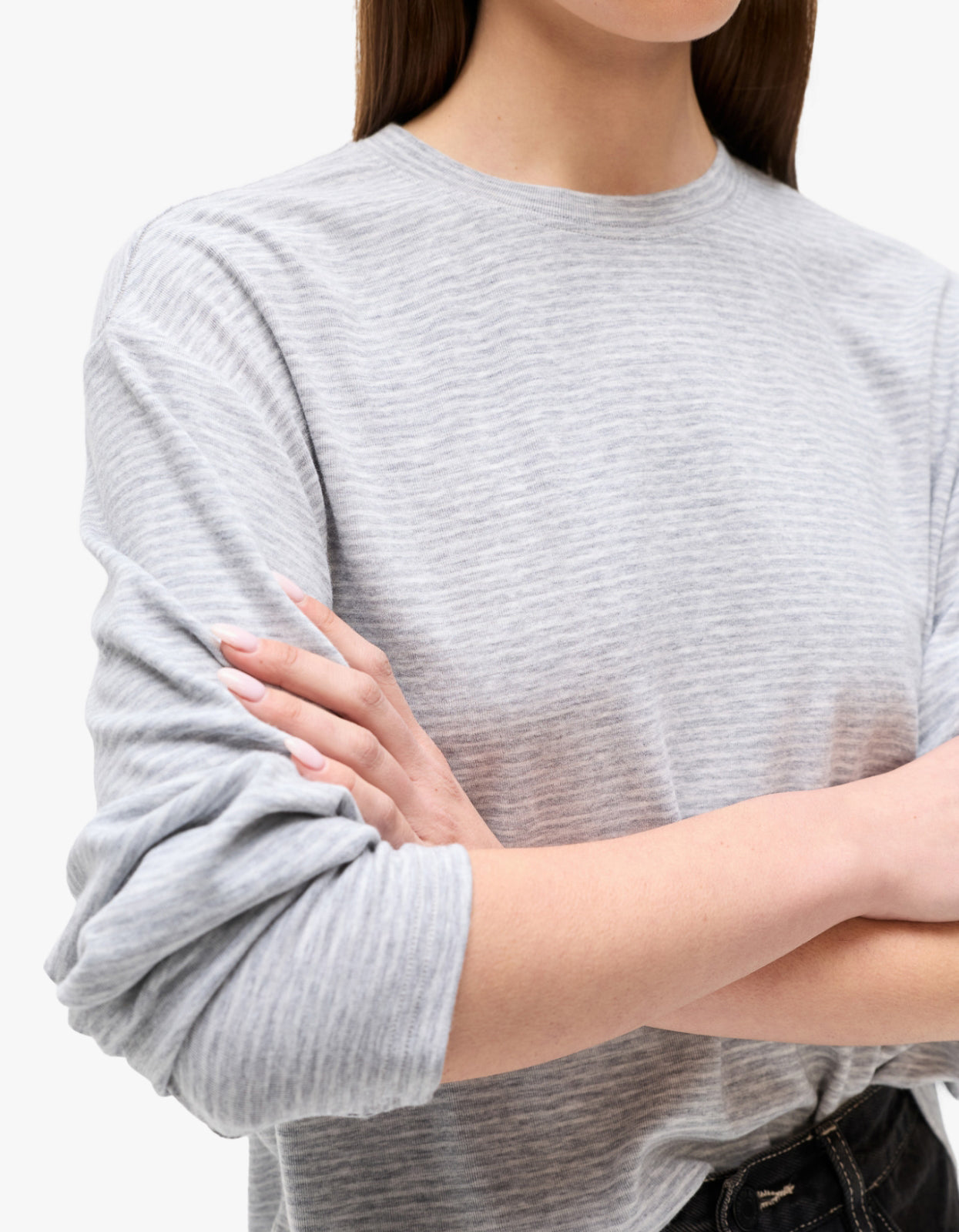 Liam Longsleeve Tee - Light Grey Stripe