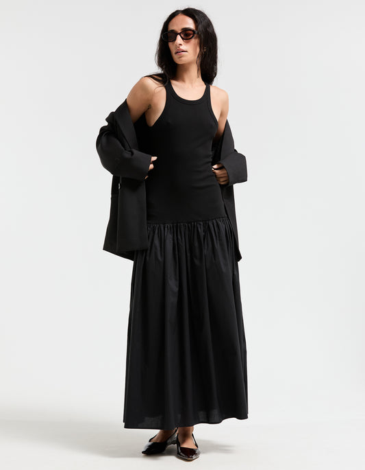 Bianca Rib Midi Dress - Black