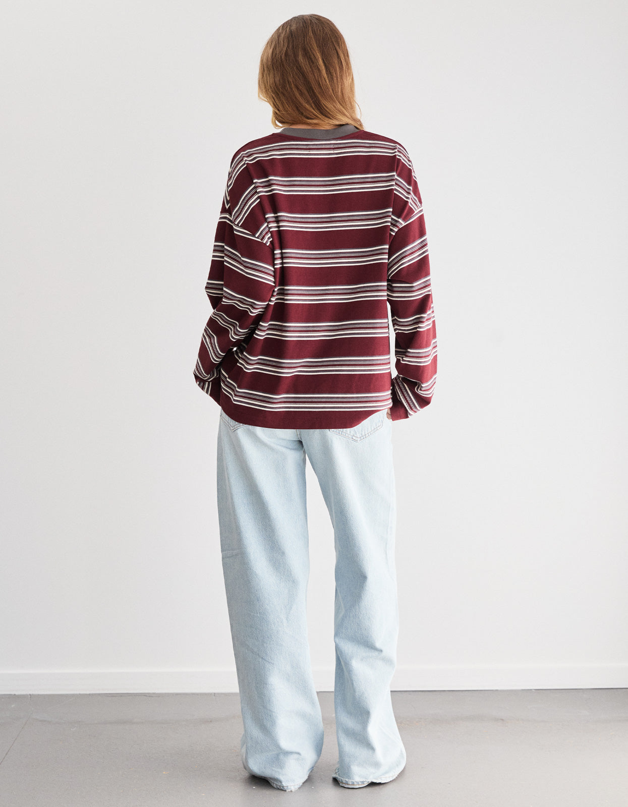 Bonnie L/S Stripe Tee - Burgundy Stripe