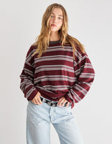 Bonnie L/S Stripe Tee - Burgundy Stripe