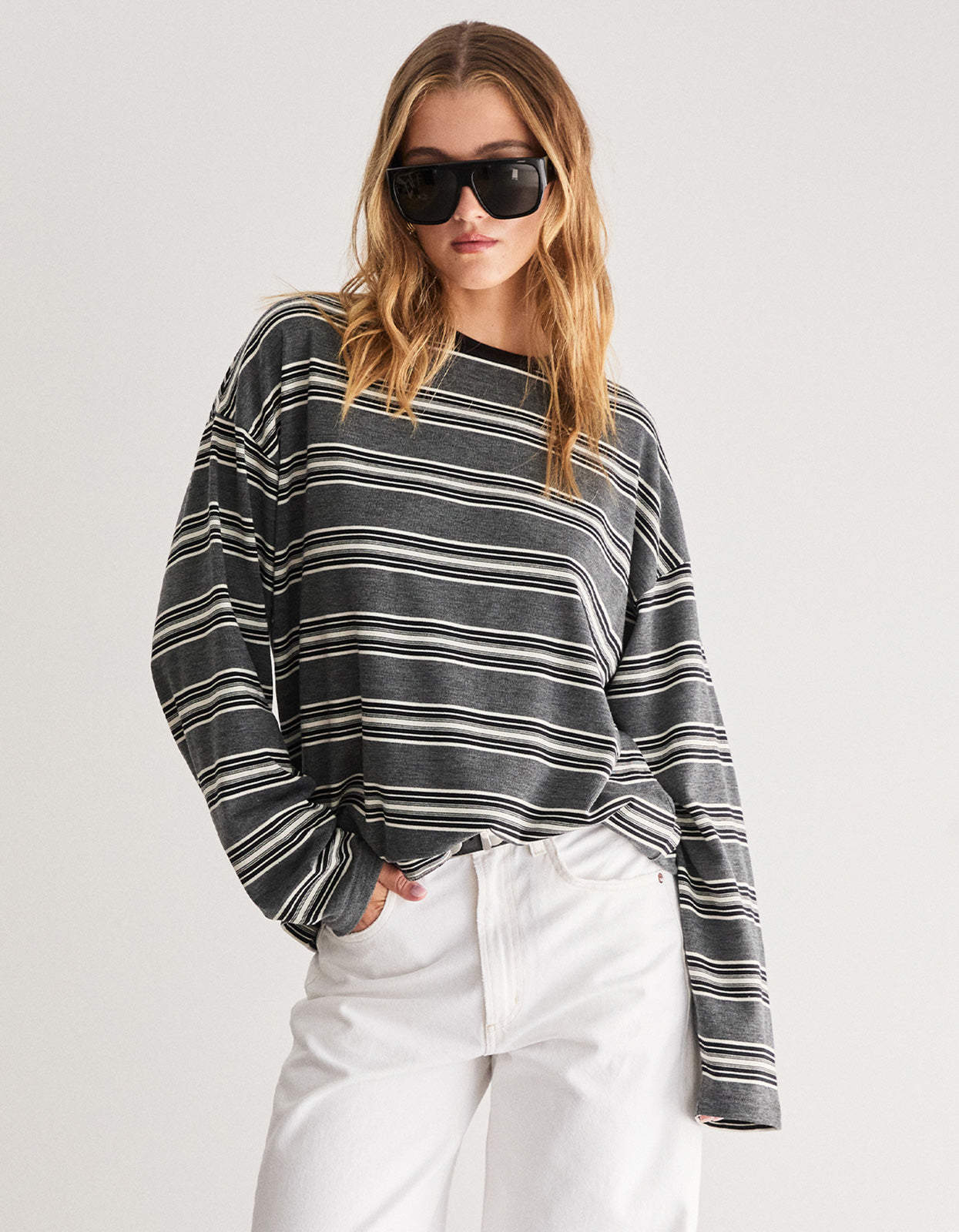 Bonnie L/S Stripe Tee - Grey Stripe