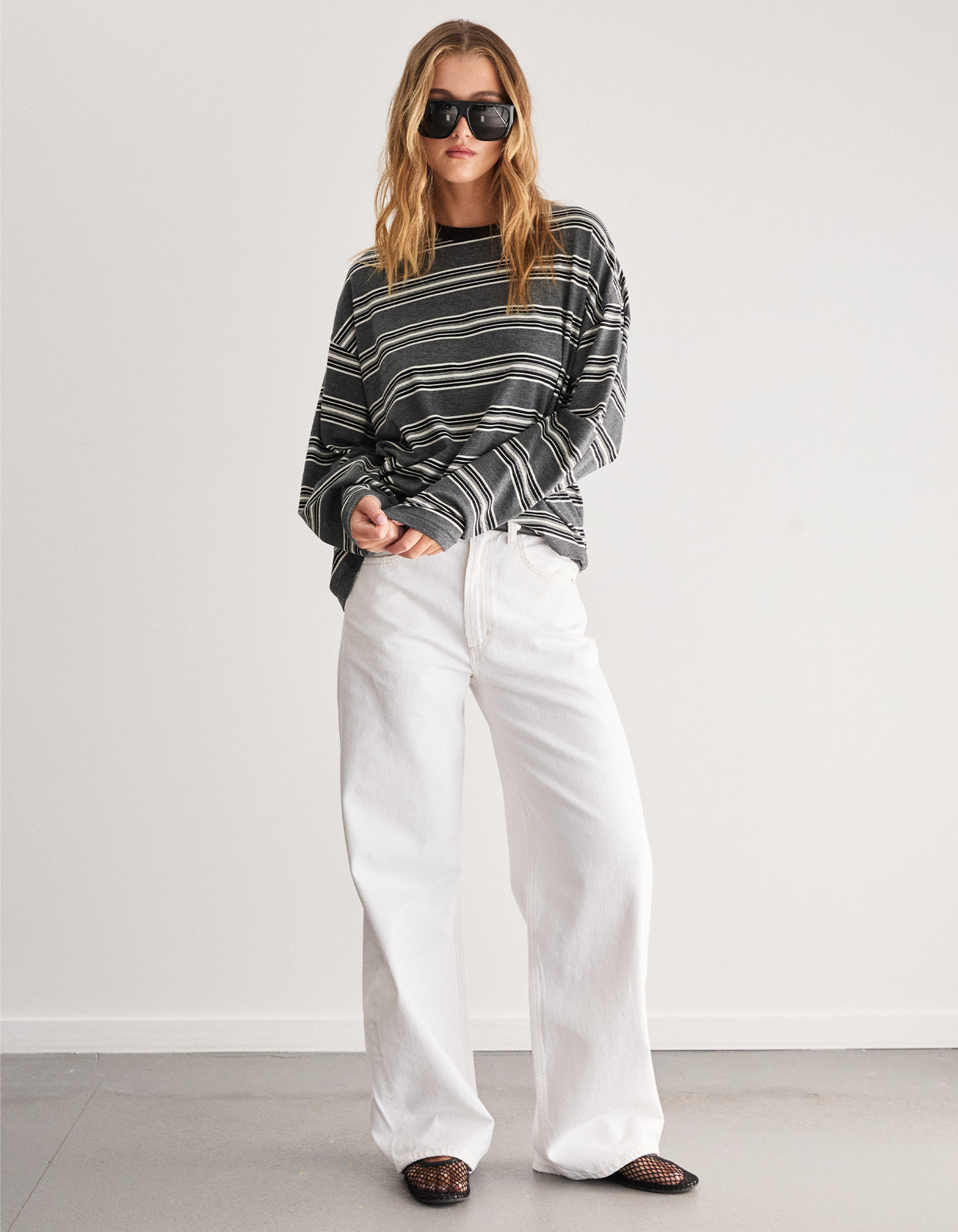 Bonnie L/S Stripe Tee - Grey Stripe