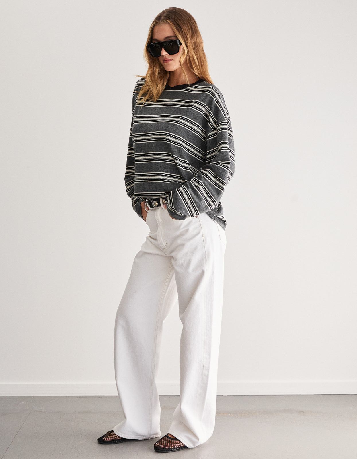 Bonnie L/S Stripe Tee - Grey Stripe