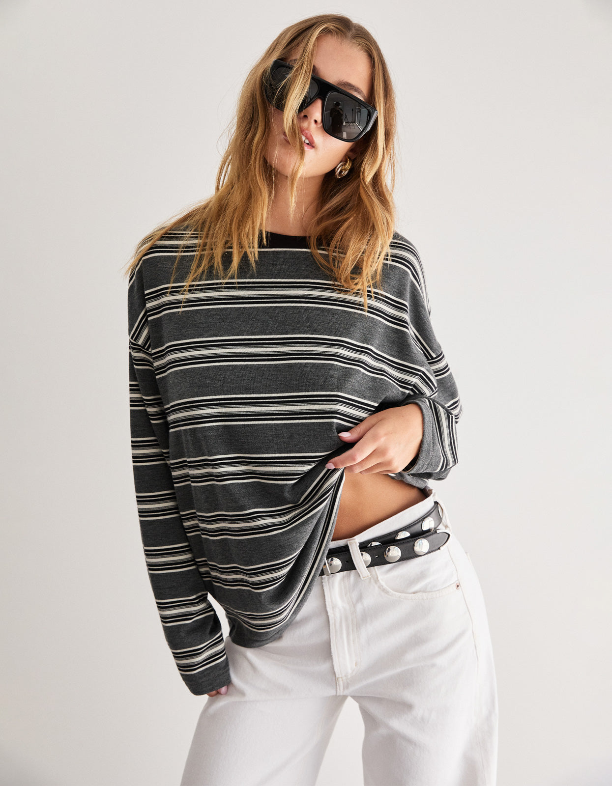 Bonnie L/S Stripe Tee - Grey Stripe