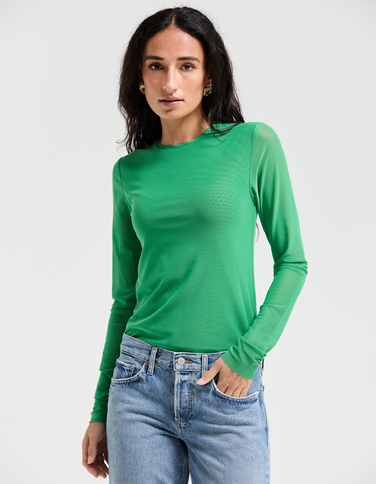 Bowery Mesh Top - Pop Green