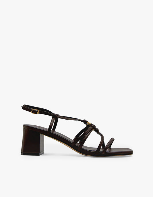 Piper Mid Heel Sandal - Chocolate
