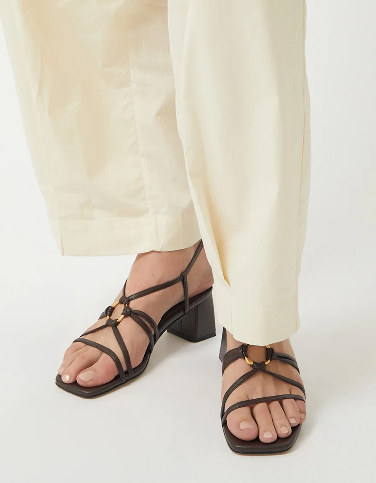 Piper Mid Heel Sandal - Chocolate
